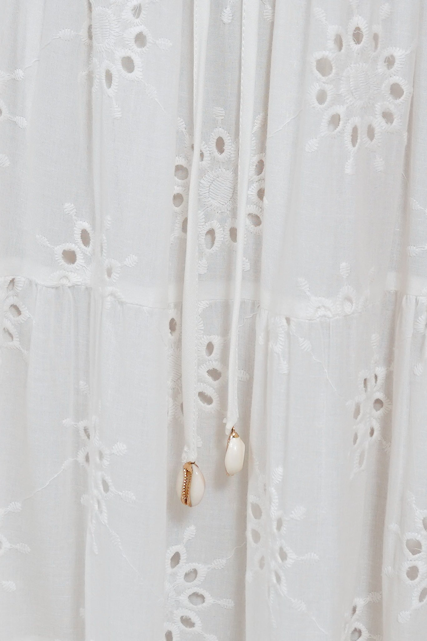 Blanche Maxi Skirt - Hollow out Embroidered Skirt in White