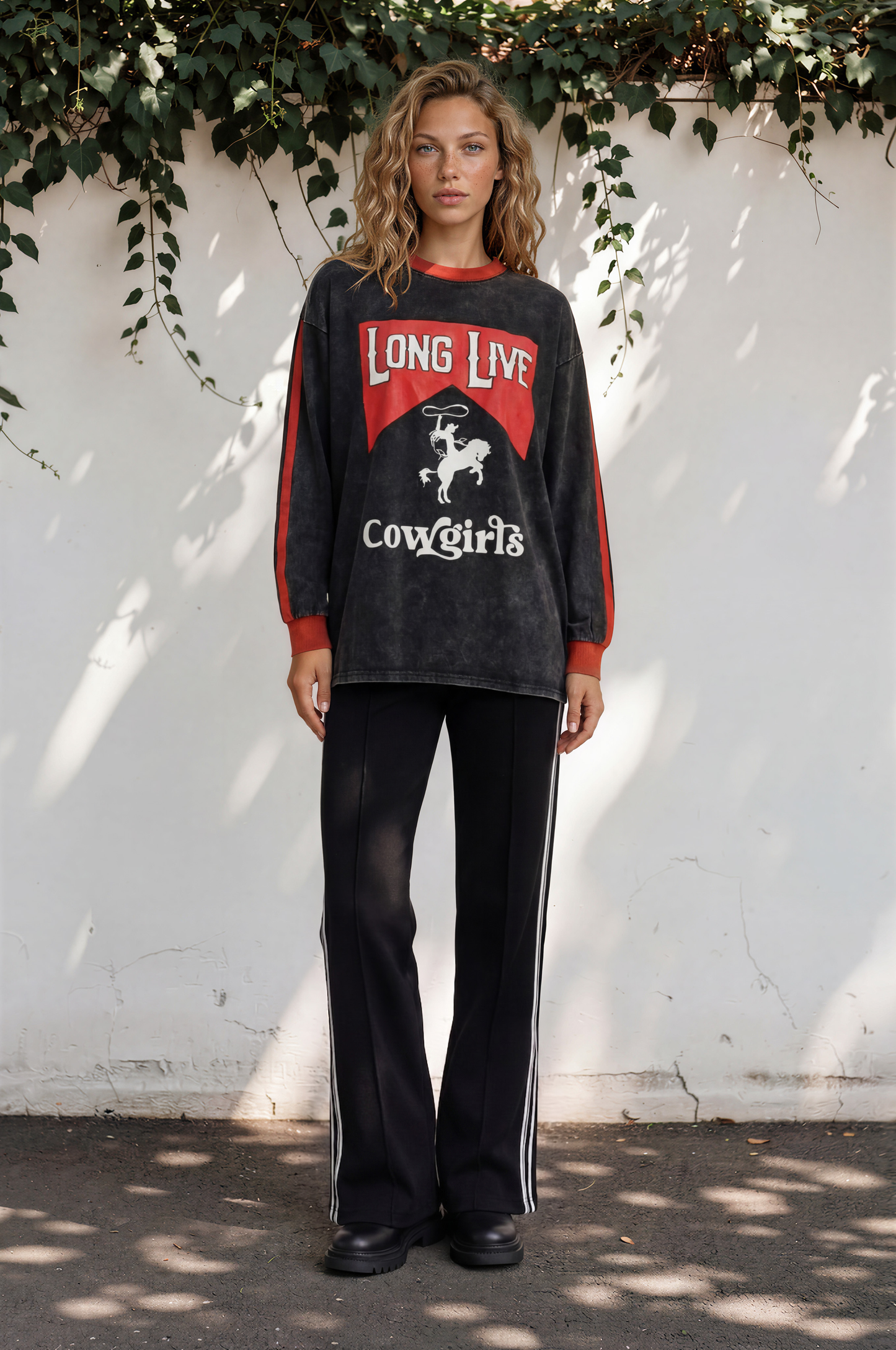 Victoria Pants - High Waisted Sports Stripe Side Seams in Black