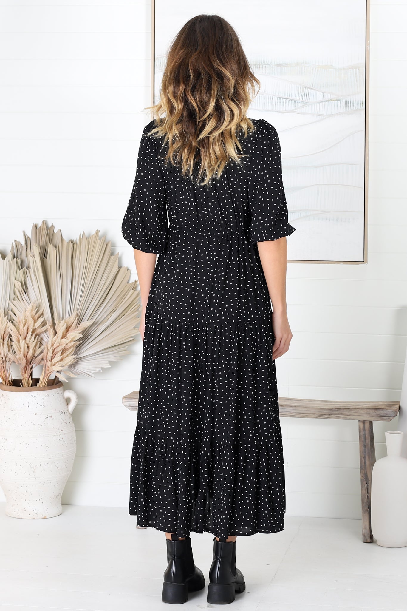Montania Maxi Dress - Buttoned Bodice Pull in Waist Dress