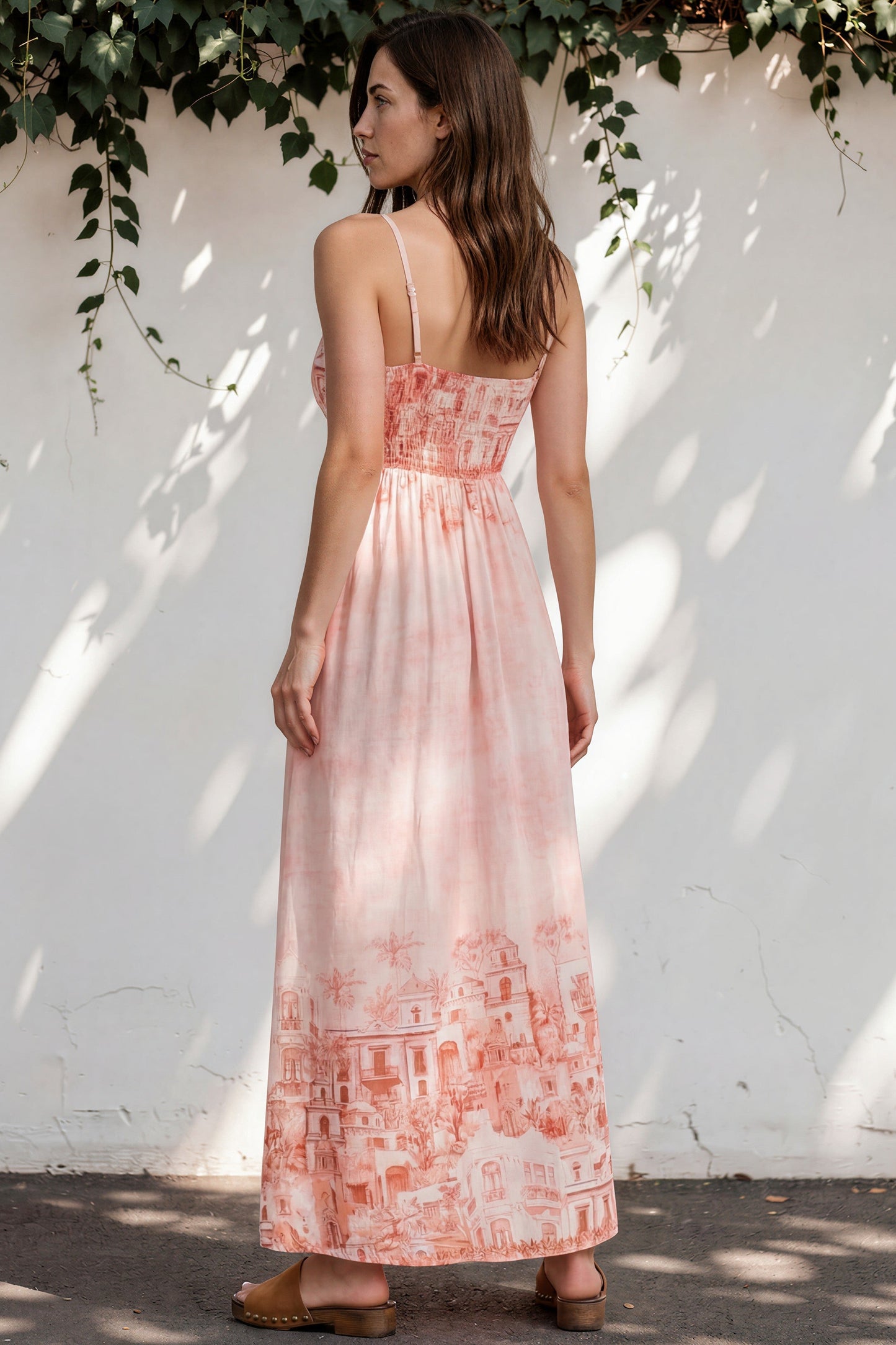 Mattina Maxi Dress: Spaghetti Strap Sun Dress in Nada Print