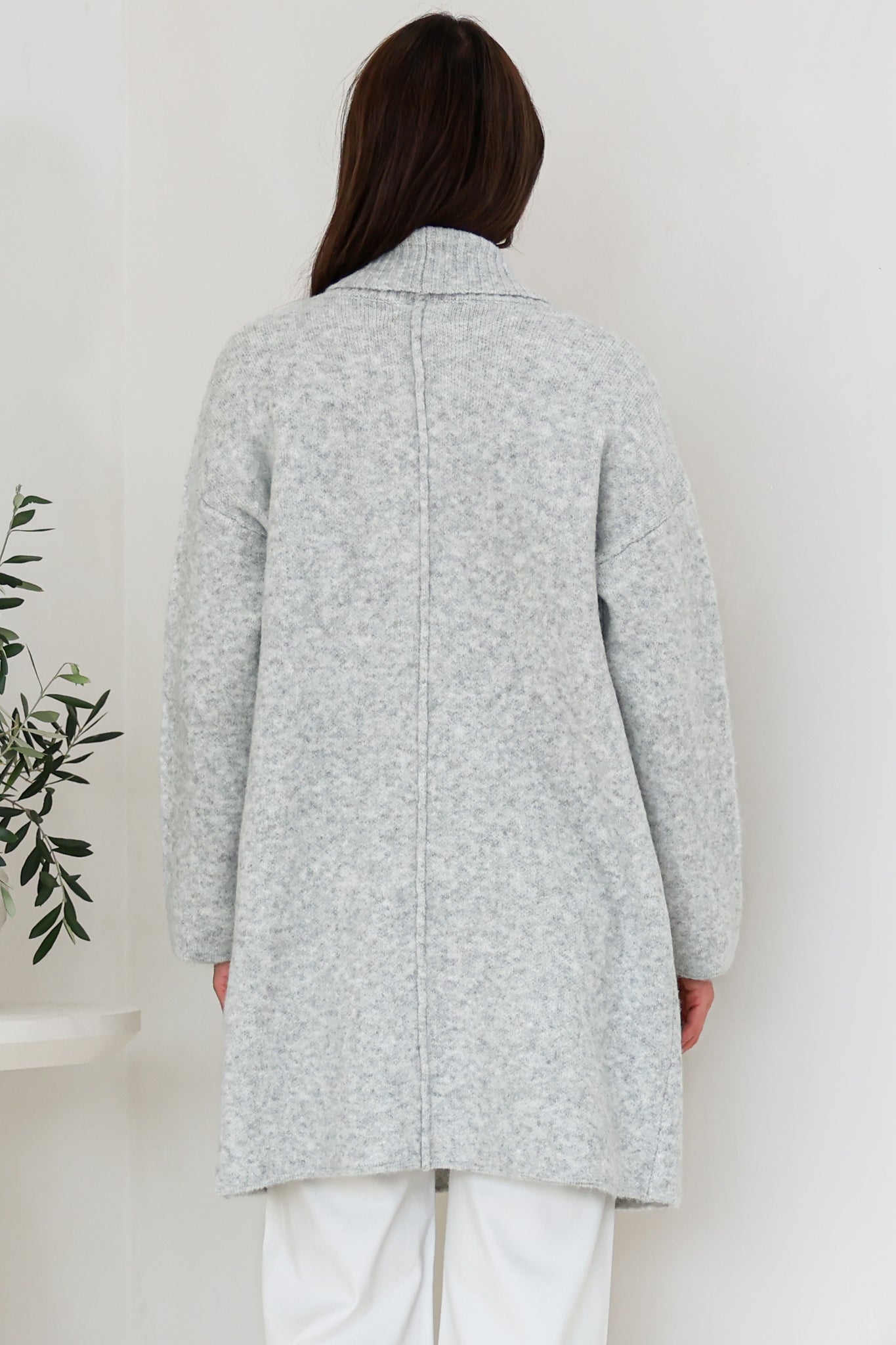 Oswin Cardigan - Open Front Ribbed Shawl Collar Knit with Pockets in Grey