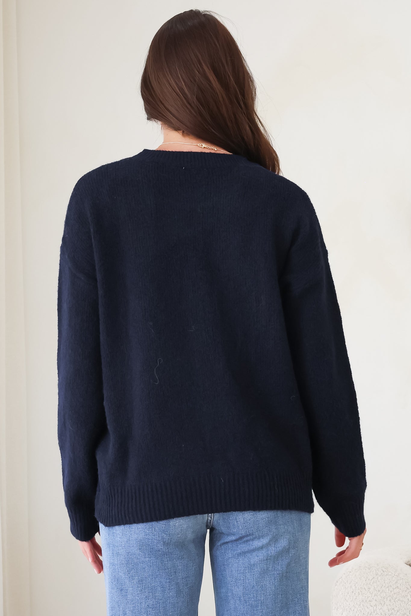 Shelby Jumper - Cowgirl Boot Graphic Long Sleeve Knit in Navy