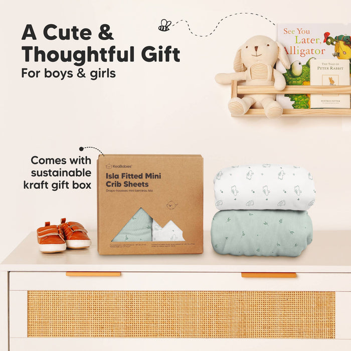 KeaBabies Isla Fitted Mini Crib Sheets, Pack and Play Sheet - Wildflower