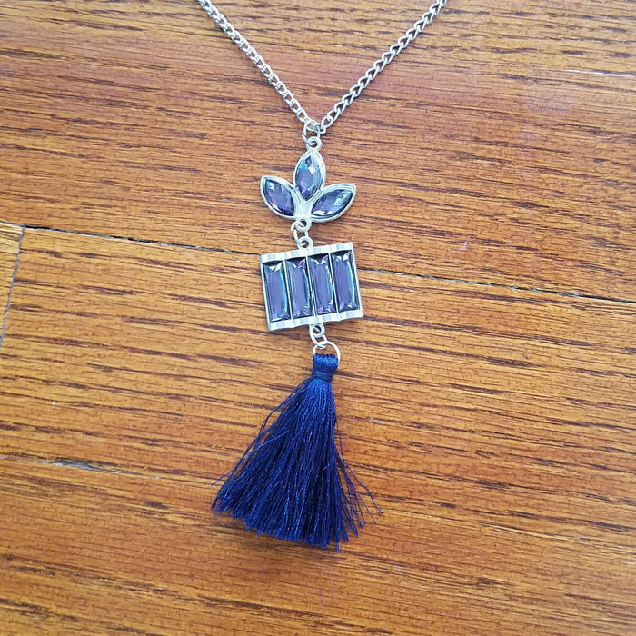Navy Tassle Necklace