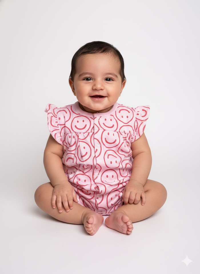 Smile - Hlaf Sleeve- Summer Romper rose