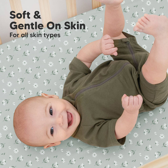 2-pack Organic Cotton Fitted Crib Sheet - Daisies