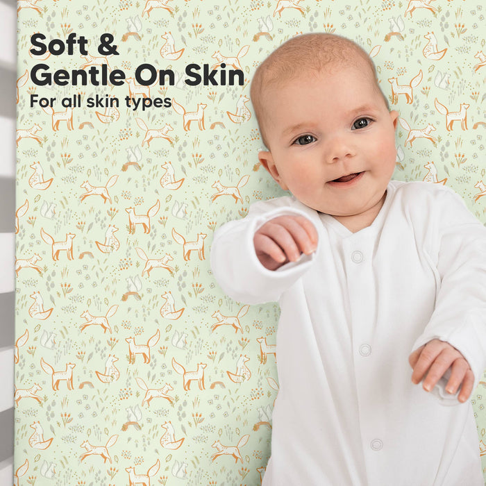 2-pack Organic Cotton Fitted Crib Sheet - Foxtrot