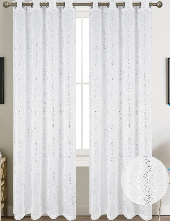 2pc Olivia Sheer 3D Foil Curtain Panel