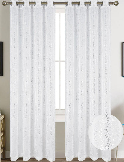2pc Olivia Sheer 3D Foil Curtain Panel