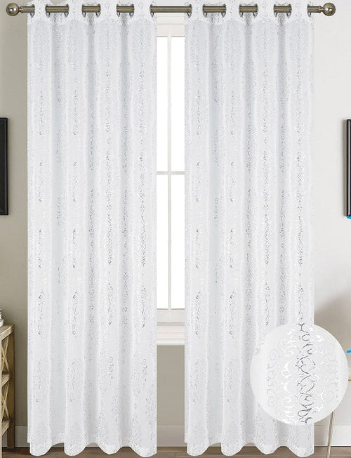 2pc Olivia Sheer 3D Foil Curtain Panel