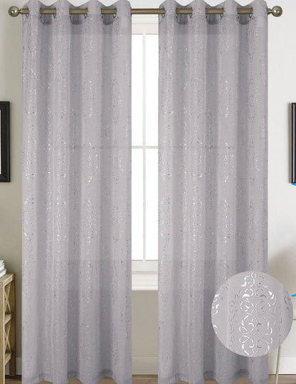 2pc Olivia Sheer 3D Foil Curtain Panel