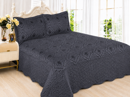 3pc Polysilk Quilted Bedspread