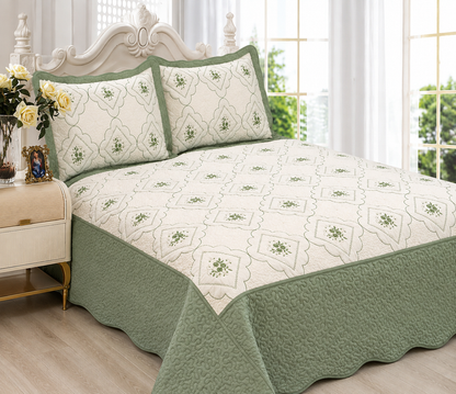 3pc Polysilk Quilted Bedspread