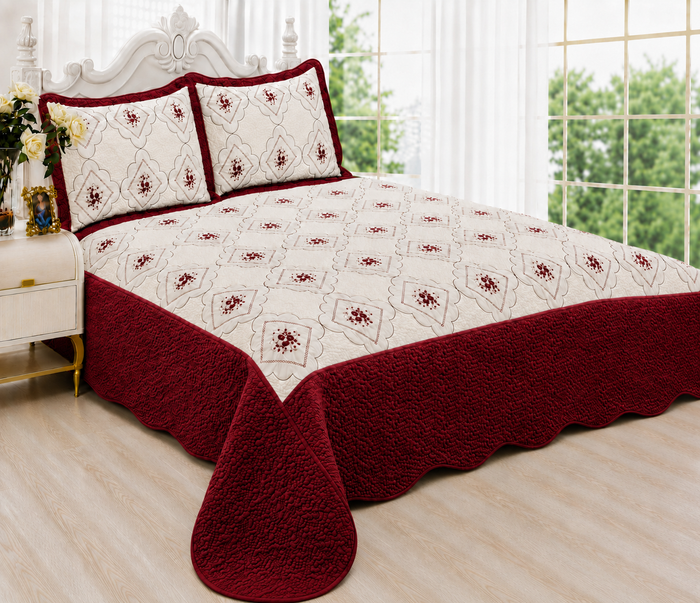 3pc Polysilk Quilted Bedspread