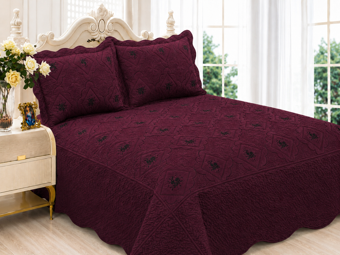 3pc Polysilk Quilted Bedspread