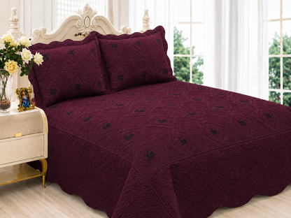 3pc Polysilk Quilted Bedspread