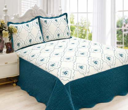 3pc Polysilk Quilted Bedspread