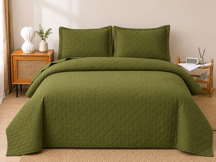 3pc Solid Bedspread