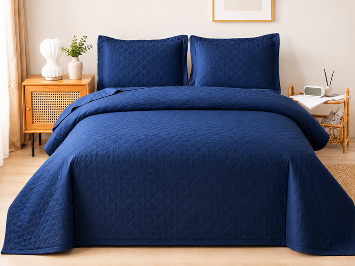 3pc Solid Bedspread