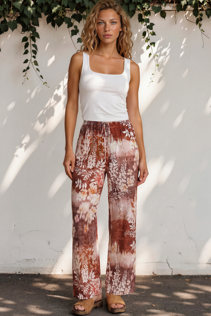 Adelaide Pants - Drawstring High Waisted Wide Leg Pant in Ashara Print