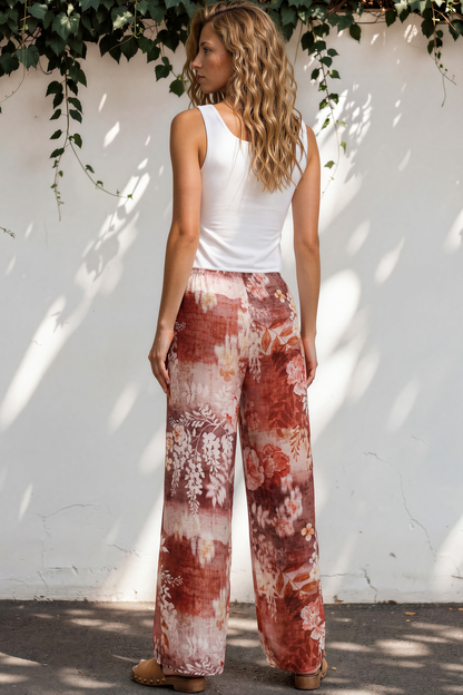 Adelaide Pants - Drawstring High Waisted Wide Leg Pant in Ashara Print