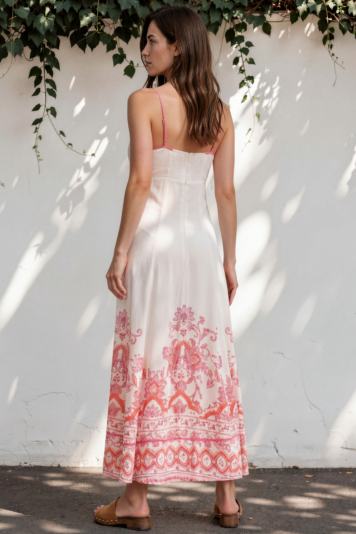 Aviva Maxi Dress - Spaghetti Strap A-Line Cut Out Detail Dress in Tawny Print
