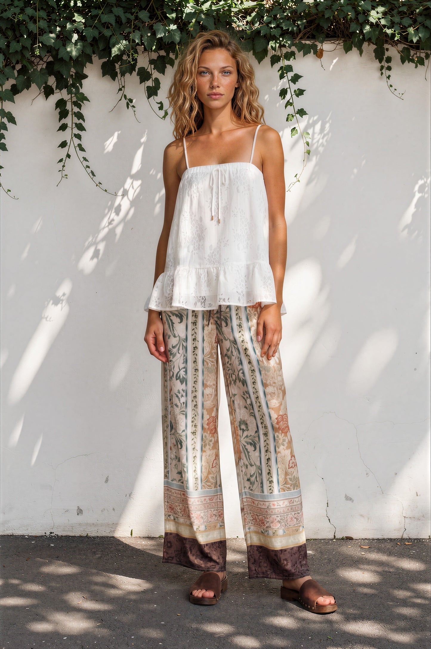 Adelaide Pants - Drawstring High Waisted Wide Leg Pant in Lyla Print