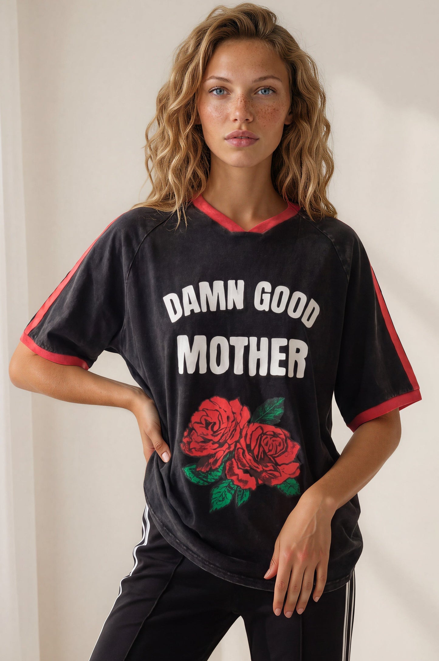 Good Mother Tee - Graphic Print Short Sleeve T-Shirt in Black