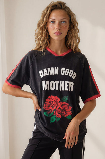 Good Mother Tee - Graphic Print Short Sleeve T-Shirt in Black