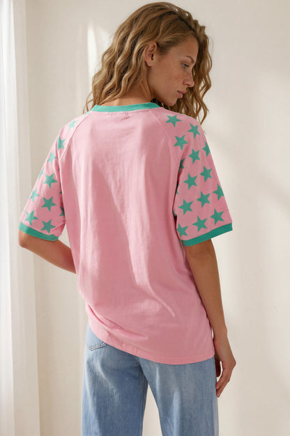 No Bad Days Tee - Graphic Print Short Sleeve T-Shirt in Pink