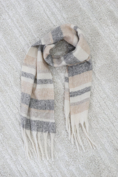 Chaplin Scarf - Soft Cozy Wrap Scarf Check Print in Beige