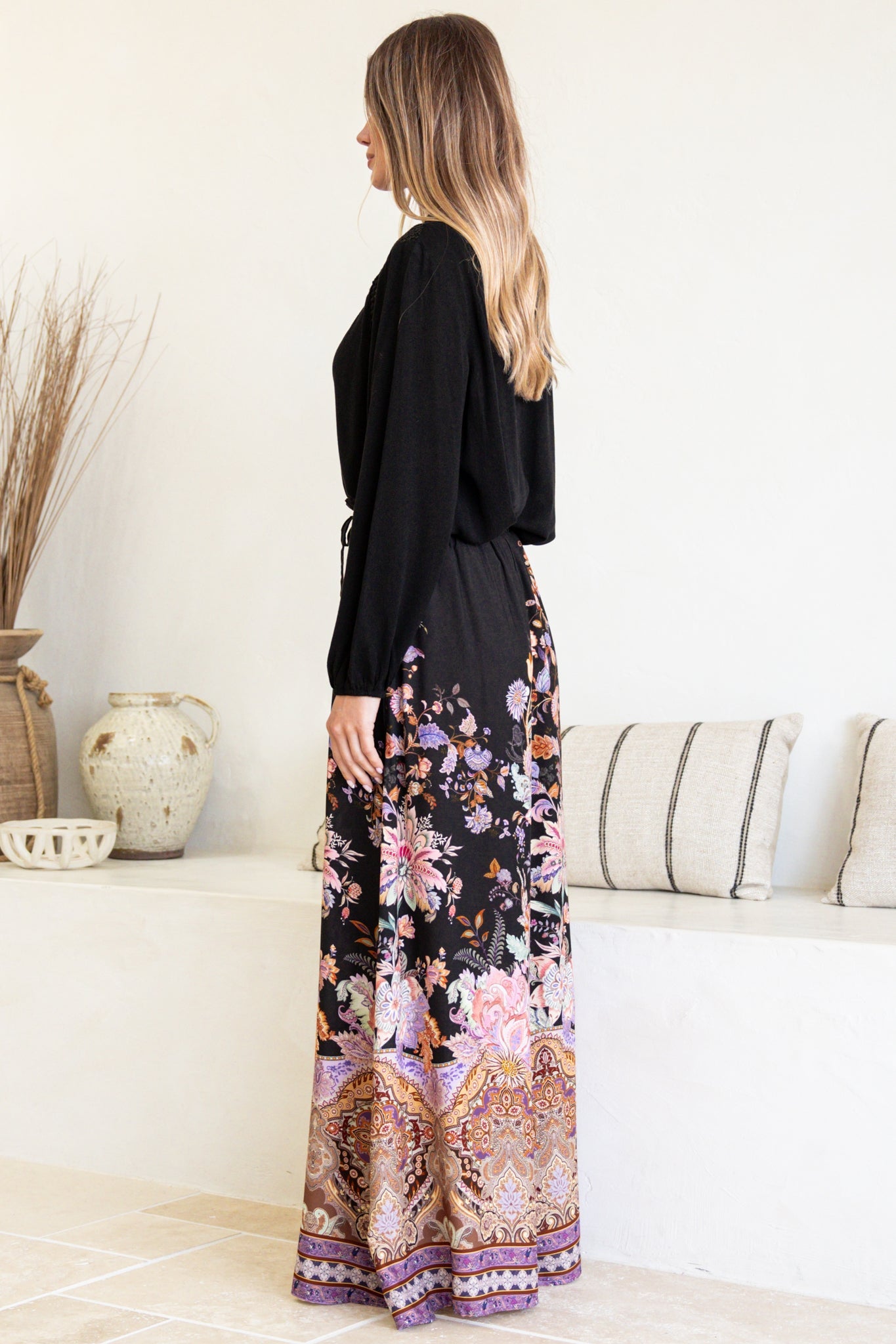 Charli Pants - Paper Bag High Waisted Wide Leg Pants in Zaria Print