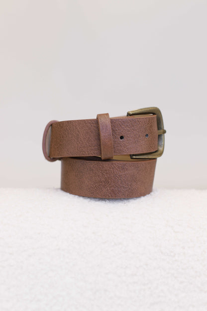 Creed PU Leather Gold Buckle Belt - Brown