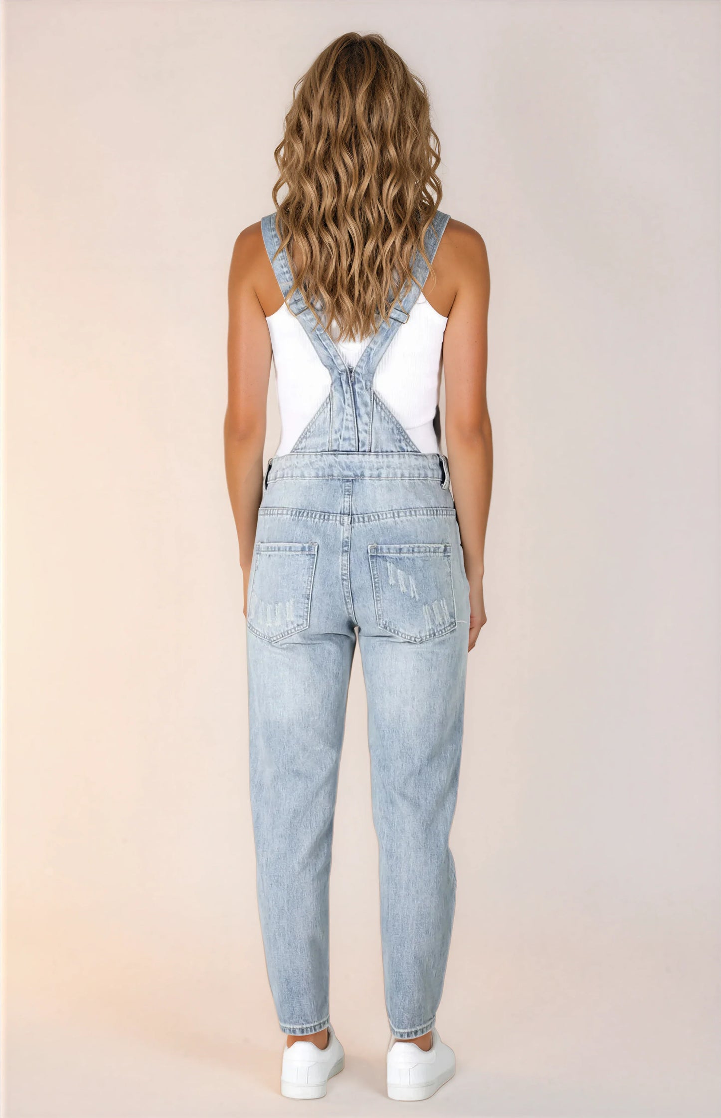 Aeryn Denim Overalls - Straight Leg Dungarees in Stone Wash Denim