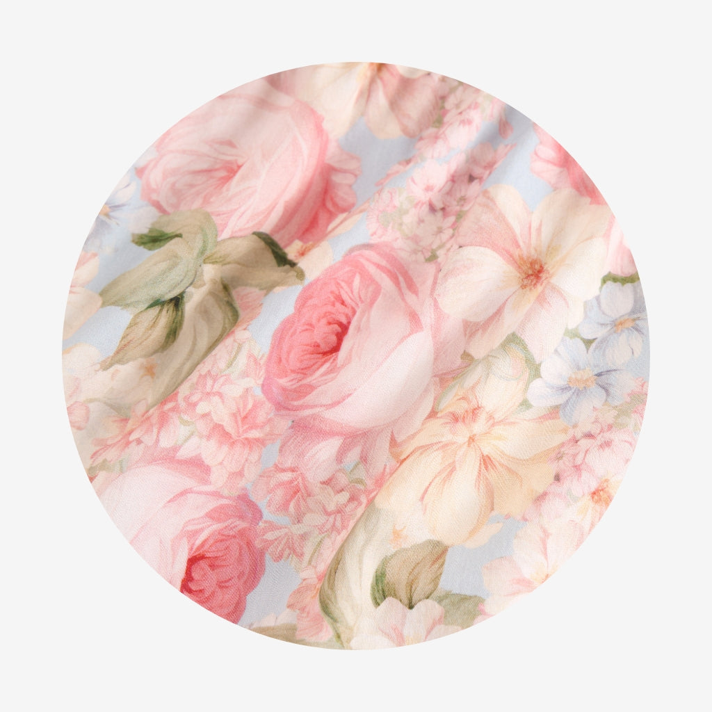 Rose Dreams Bamboo Challis Tie Back Tiered Dress