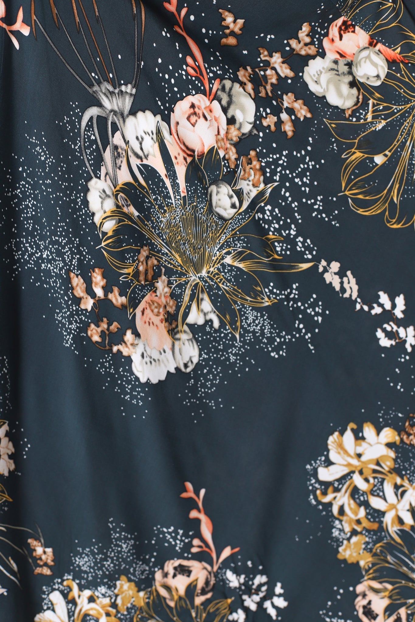 JAASE - Palace Midi Dress: Pom Pom Spliced Batwing Sleeve Dress with Neck Tie in Indigo Print
