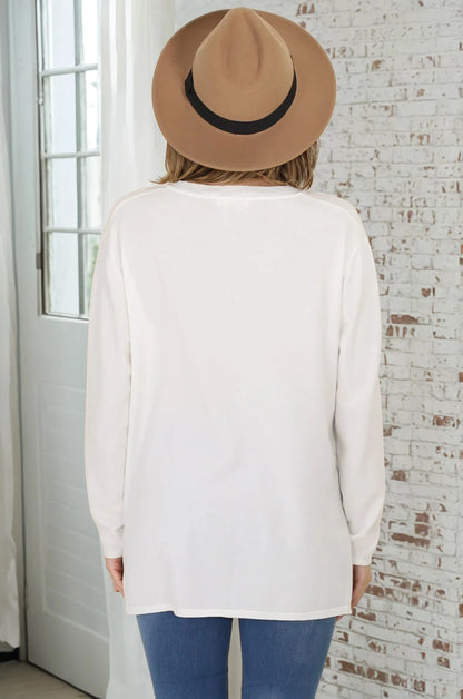 Mayanna Jumper - Light Weight V Neck Knit with Side Splits in Cream