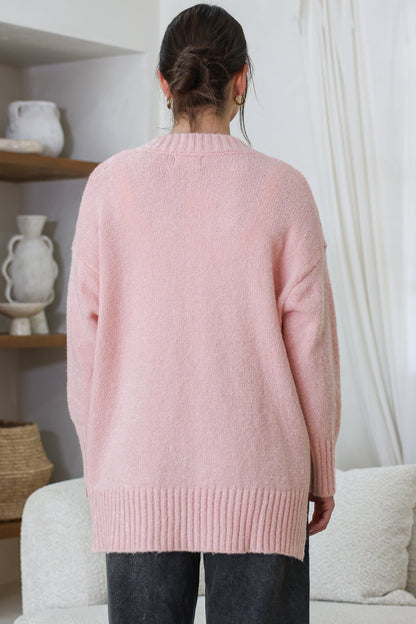 Jonas Jumper - Relaxed High-Low Jumper With Seam Splits In Baby Pink