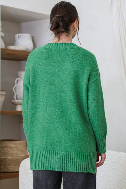 Jonas Jumper - Relaxed High-Low Jumper With Seam Splits In Green