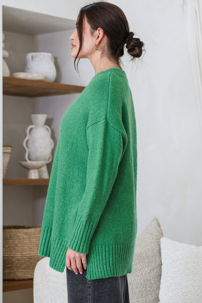 Jonas Jumper - Relaxed High-Low Jumper With Seam Splits In Green