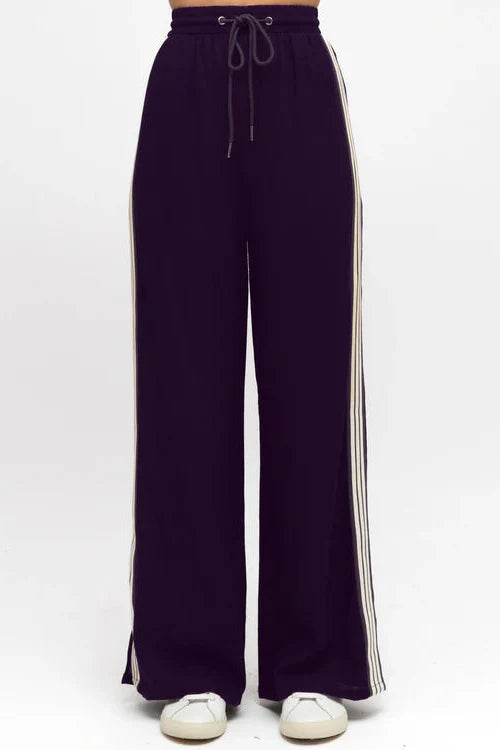 Oskar Pants - High Waisted Sports Stripe Side Seams in Navy