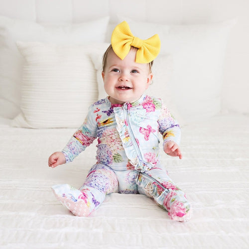 Nicolette Footie Ruffled Zippered One Piece
