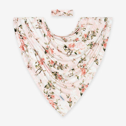 Vintage Pink Rose Swaddle Headband Set