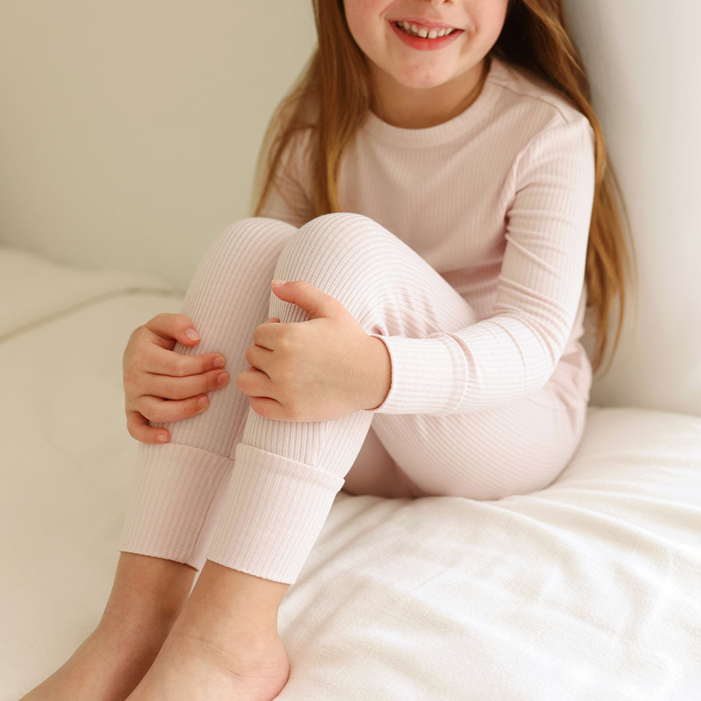 Sandy Blush Ribbed Classic Pajama Set
