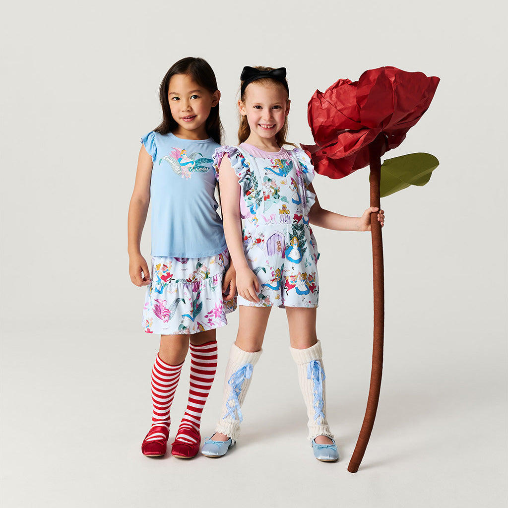 Disney Adventures in Wonderland French Terry Short Overalls