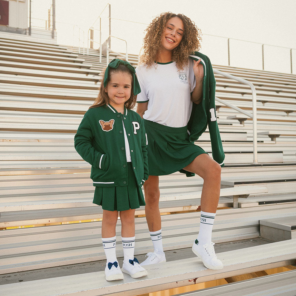 Varsity Green Women's French Terry Pleated Skort