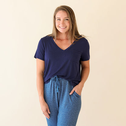Varsity Navy Women's V-Neck Tee