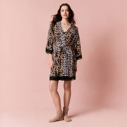Loretta Leopard Women's Lace Robe