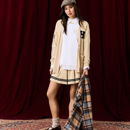 Hufflepuff Varsity League Women's French Terry Varsity Cardigan