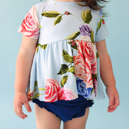 Country Rose Peplum Ruffled Bummie Set